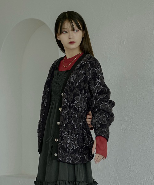 カーディガン Vintage jacquard ラメシャギーカーディガン レディース Ezick カーディガン Vintage jacquard ラメシャギーカーディガン