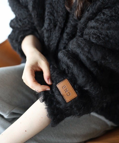 ENC（エンク）の「teddybear shaggy outer like cardigan / テディベアーシャギーアウターライクカーディガン（カーディガン/ボレロ・レディース・ライトグリーン/ブラック/ライトピンク/チャコールグレー/オフホワイト・FREE）」の13枚目の写真