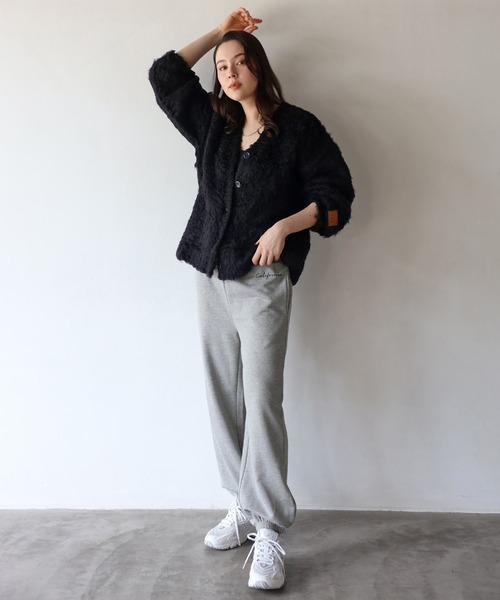 ENC（エンク）の「teddybear shaggy outer like cardigan / テディベアーシャギーアウターライクカーディガン（カーディガン/ボレロ・レディース・ライトグリーン/ブラック/ライトピンク/チャコールグレー/オフホワイト・FREE）」の12枚目の写真