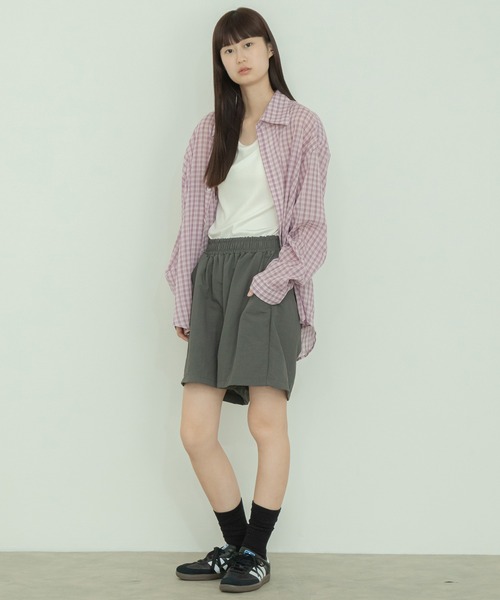 チェック柄シアールーズシャツ / チェックシャツ 長袖 オーバーサイズシャツ 韓国コーデ ノームコア（シャツ/ブラウス）｜HEILIS（ヘイリス）