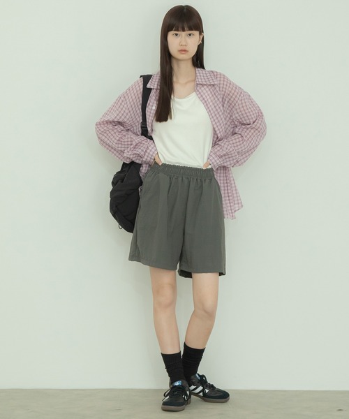 チェック柄シアールーズシャツ / チェックシャツ 長袖 オーバーサイズシャツ 韓国コーデ ノームコア（シャツ/ブラウス）｜HEILIS（ヘイリス）