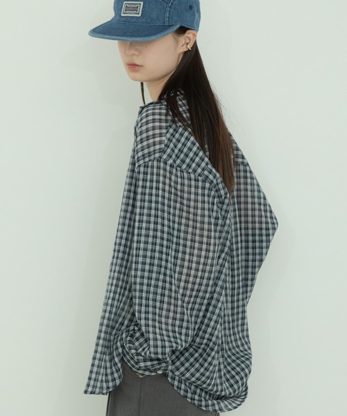 チェック柄シアールーズシャツ / チェックシャツ 長袖 オーバーサイズシャツ 韓国コーデ ノームコア（シャツ/ブラウス）｜HEILIS（ヘイリス）