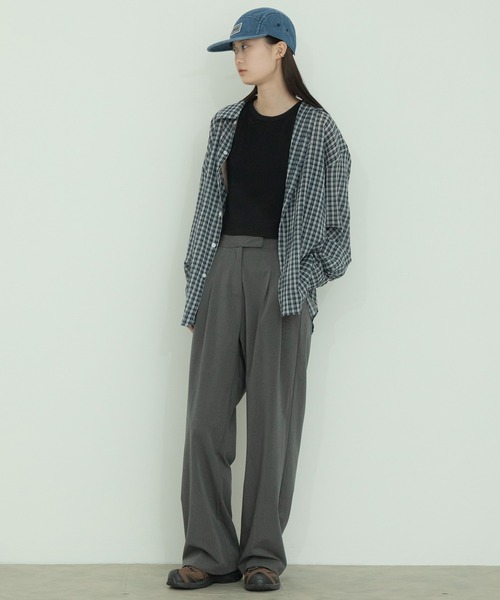 チェック柄シアールーズシャツ / チェックシャツ 長袖 オーバーサイズシャツ 韓国コーデ ノームコア（シャツ/ブラウス）｜HEILIS（ヘイリス）