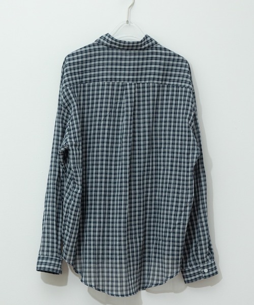 チェック柄シアールーズシャツ / チェックシャツ 長袖 オーバーサイズシャツ 韓国コーデ ノームコア（シャツ/ブラウス）｜HEILIS（ヘイリス）