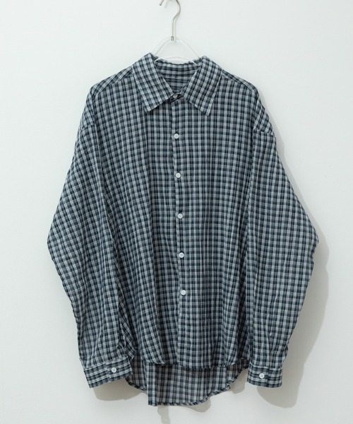 チェック柄シアールーズシャツ / チェックシャツ 長袖 オーバーサイズシャツ 韓国コーデ ノームコア（シャツ/ブラウス）｜HEILIS（ヘイリス）