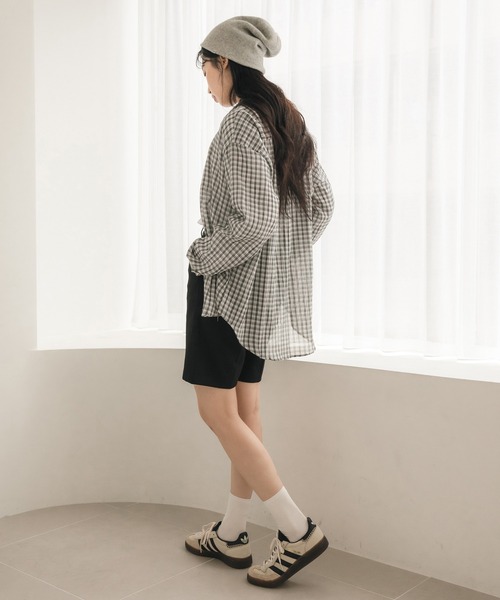 チェック柄シアールーズシャツ / シアー チェック シャツ 長袖