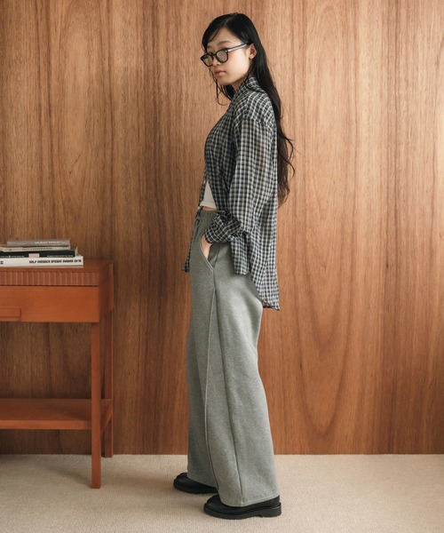 チェック柄シアールーズシャツ / チェックシャツ 長袖 オーバーサイズシャツ 韓国コーデ ノームコア（シャツ/ブラウス）｜HEILIS（ヘイリス）