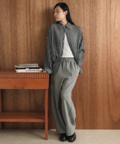 チェック柄シアールーズシャツ / チェックシャツ 長袖 オーバーサイズシャツ 韓国コーデ ノームコア（シャツ/ブラウス）｜HEILIS（ヘイリス）