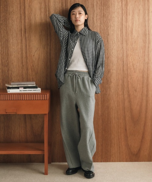 チェック柄シアールーズシャツ / チェックシャツ 長袖 オーバーサイズシャツ 韓国コーデ ノームコア（シャツ/ブラウス）｜HEILIS（ヘイリス）