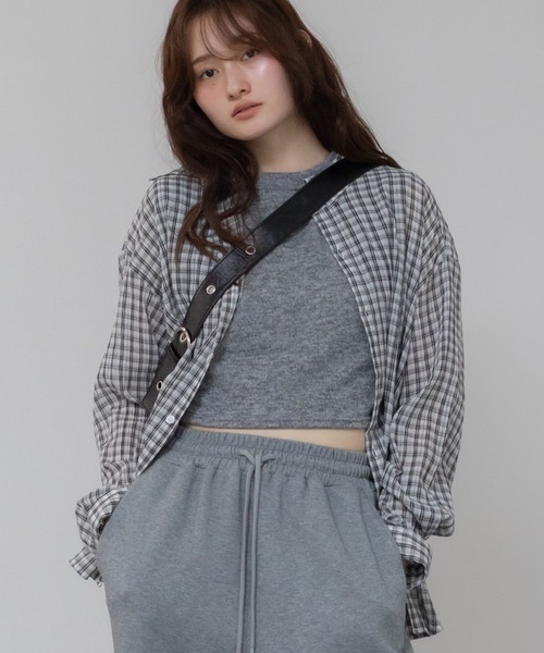 セール】チェック柄シアールーズシャツ / シアー チェック シャツ 長袖