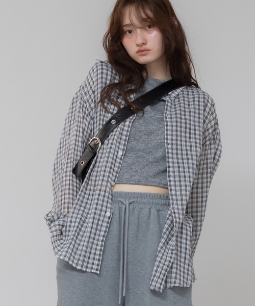 チェック柄シアールーズシャツ / シアー チェック シャツ 長袖