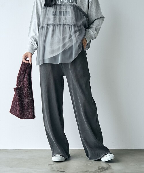 coen（コーエン）の「ピグメントリブイージーワイドパンツ（その他パンツ・レディース・ナチュラル/ロイヤルブルー/ダークグレー/ブラウン・M/L）」の2枚目の写真