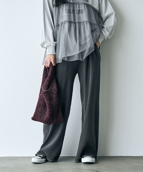 coen（コーエン）の「ピグメントリブイージーワイドパンツ（その他パンツ・レディース・ナチュラル/ロイヤルブルー/ダークグレー/ブラウン・M/L）」の6枚目の写真