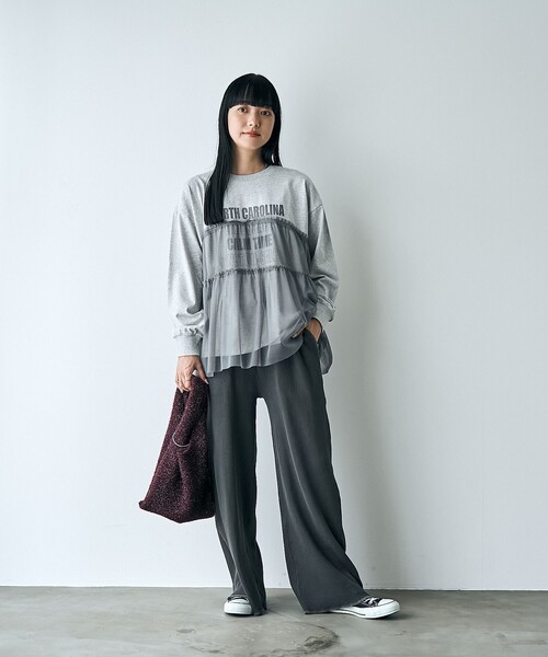 coen（コーエン）の「ピグメントリブイージーワイドパンツ（その他パンツ・レディース・ナチュラル/ロイヤルブルー/ダークグレー/ブラウン・M/L）」の9枚目の写真