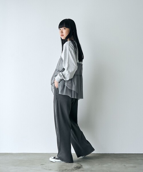 coen（コーエン）の「ピグメントリブイージーワイドパンツ（その他パンツ・レディース・ナチュラル/ロイヤルブルー/ダークグレー/ブラウン・M/L）」の10枚目の写真