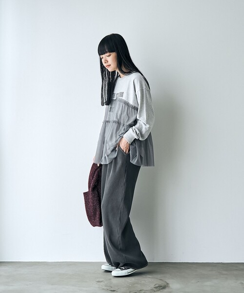 coen（コーエン）の「ピグメントリブイージーワイドパンツ（その他パンツ・レディース・ナチュラル/ロイヤルブルー/ダークグレー/ブラウン・M/L）」の11枚目の写真