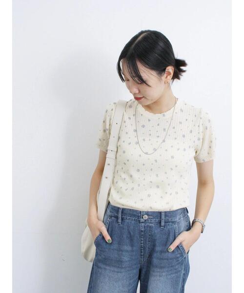 Samansa Mos2 blue（サマンサモスモスブルー）の「◎アソートメッシュニットプルオーバー（ニット/セーター・レディース・グレー/ブラック/キナリ・F）」の2枚目の写真