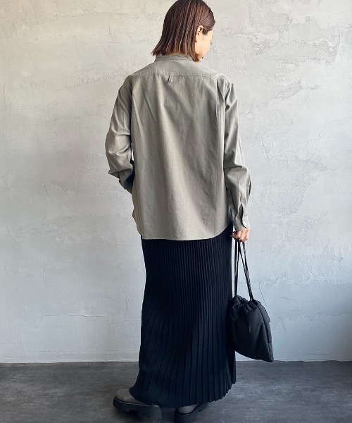 DANTON（ダントン）の「[DANTON/ダントン] コットンフランネル バンドカラーシャツ（シャツ/ブラウス・レディース・オリーブ/グレー・34/36/38）」の9枚目の写真