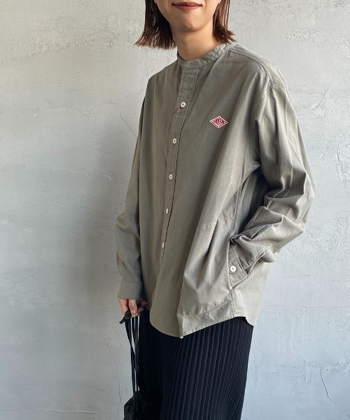 DANTON（ダントン）の「[DANTON/ダントン] コットンフランネル バンドカラーシャツ（シャツ/ブラウス・レディース・オリーブ/グレー・34/36/38）」の4枚目の写真
