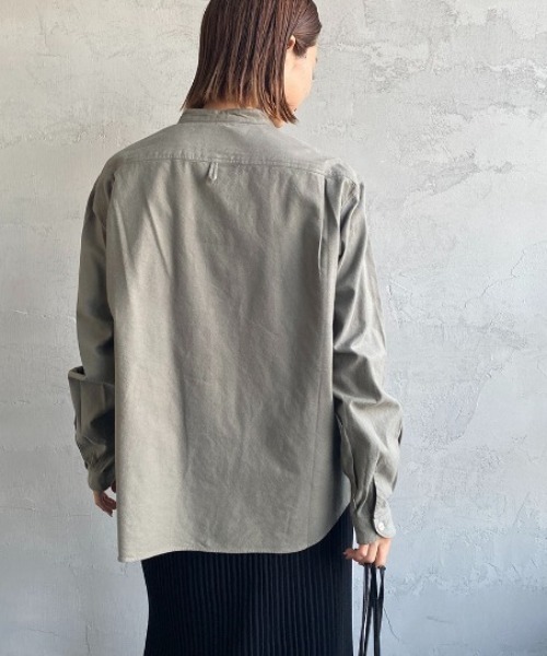 DANTON（ダントン）の「[DANTON/ダントン] コットンフランネル バンドカラーシャツ（シャツ/ブラウス・レディース・オリーブ/グレー・34/36/38）」の6枚目の写真