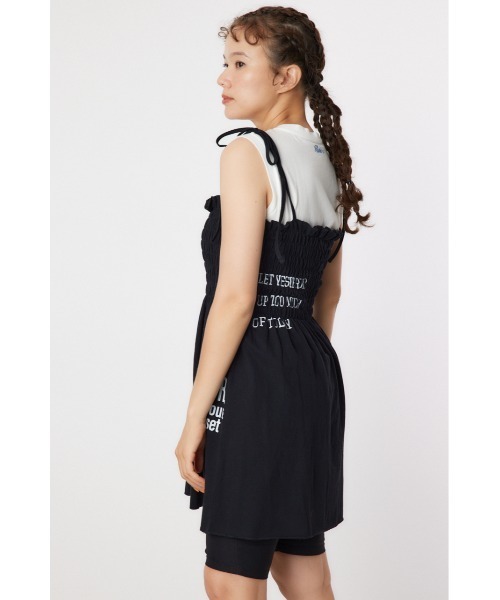 RODEO CROWNS WIDE BOWL（ロデオクラウンズワイドボウル）の「ランダムテキストシャーリングキャミチュニック（チュニック・レディース・ブラック/ダークグリーン/アイボリー・FREE）」の16枚目の写真