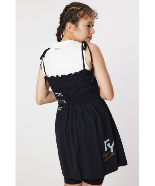 RODEO CROWNS WIDE BOWL（ロデオクラウンズワイドボウル）の「ランダムテキストシャーリングキャミチュニック（チュニック・レディース・ブラック/ダークグリーン/アイボリー・FREE）」の17枚目の写真