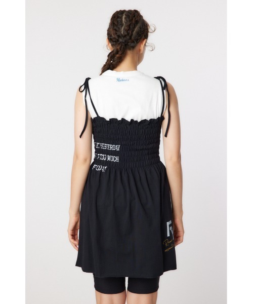 RODEO CROWNS WIDE BOWL（ロデオクラウンズワイドボウル）の「ランダムテキストシャーリングキャミチュニック（チュニック・レディース・ブラック/ダークグリーン/アイボリー・FREE）」の22枚目の写真