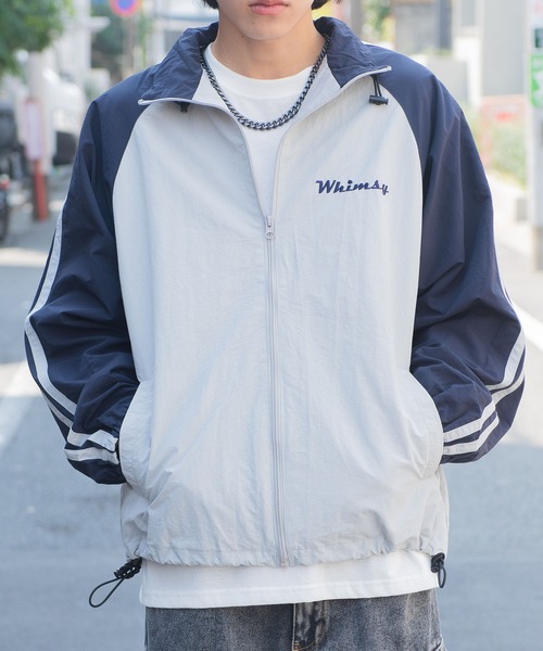 セール】front embroidery raglan sleeves nylon jacket