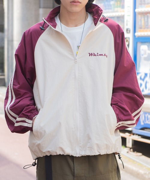 front embroidery raglan sleeves nylon jacket/フロント刺繍 ラグラン