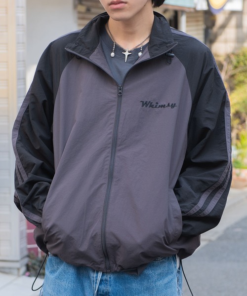 セール】front embroidery raglan sleeves nylon jacket/フロント刺繍