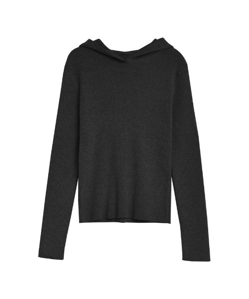 Re:EDIT(リエディ)の「フードリブニットトップス(ニット/セーター・レディース・チャコールグレー/ブラック/アイボリー・MEDIUM/LARGE)」の16枚目の写真