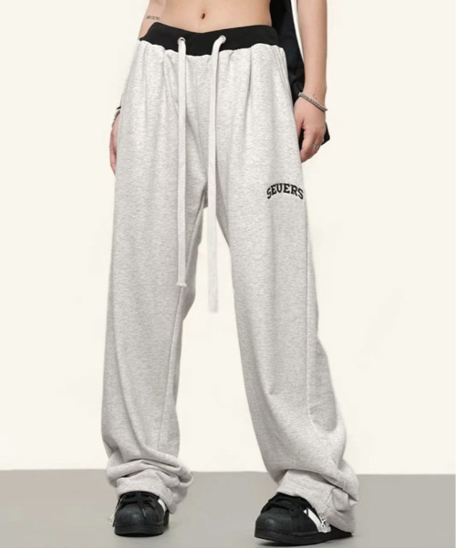 kirakiraShop(キラキラショップ)の「裏起毛 ロゴ スウェット パンツ(スウェットパンツ・レディース・ブラック/オートミール・S/M/L/XL)」の6枚目の写真
