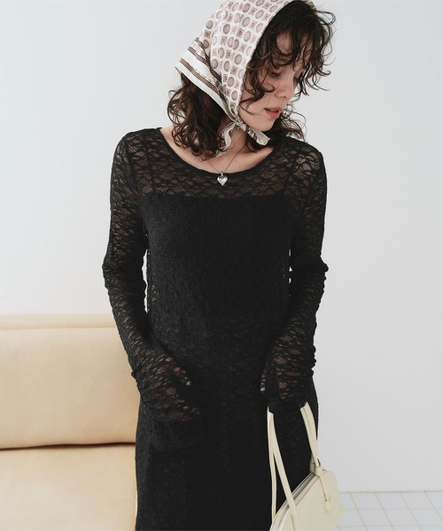 titivate（ティティベイト）の「フラワーレースワンピース（ワンピース・レディース・ブラック/アイボリー/ライトピンク/ブラウン・S/M/L）」の19枚目の写真