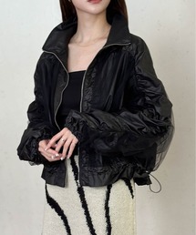 Per sist ence（パーシエンス）の「シャイニー×チュール/スタンドカラージップシャーリングブルゾン（ブルゾン）」