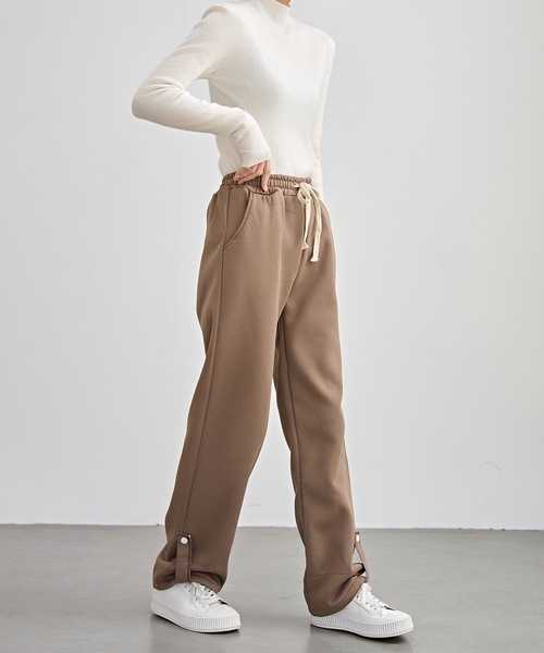 Lace Ladies(レースレディース)の「裏起毛 配色 チェック イージー ストレート パンツ(その他パンツ・レディース・ブラック/アイボリー/モカ・S/M/XL)」の10枚目の写真