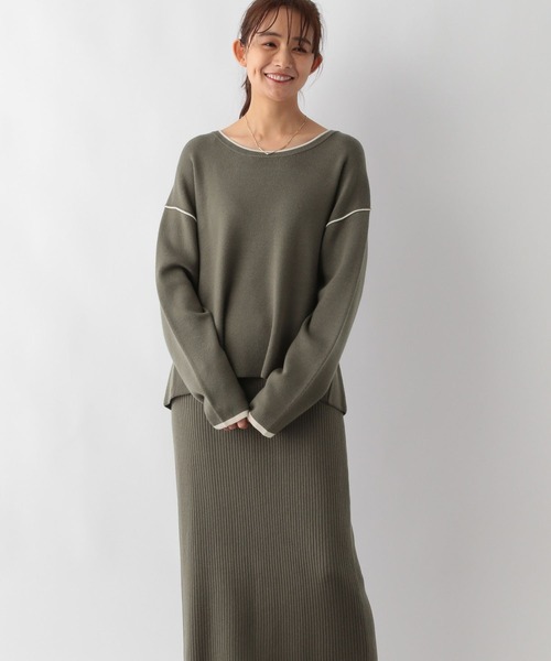 GLOBAL WORK（グローバルワーク）の「メルティニットセットアップ/115403（ワンピース・レディース・チャコール/サックスブルー/ブラック/カーキ・MEDIUM/LARGE）」の3枚目の写真