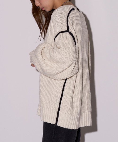 セール】【MAISON BREEZE reveur】配色Vネックニットカーディガン DTK