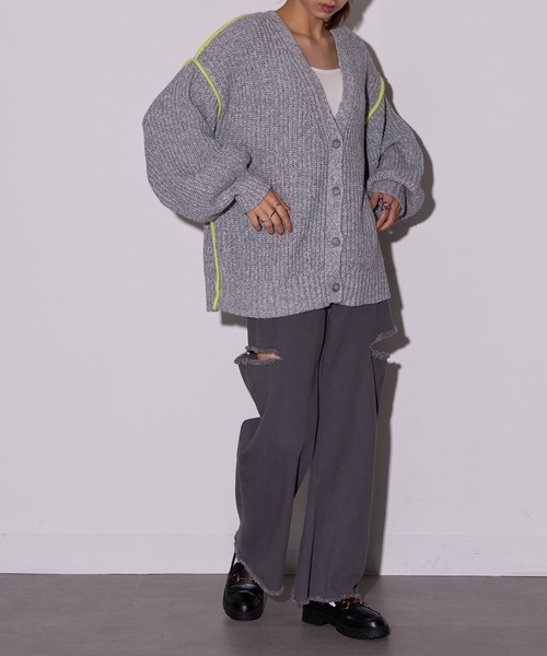 セール】【MAISON BREEZE reveur】配色Vネックニットカーディガン DTK