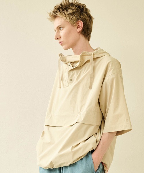 Kelen（ケレン）の「mpa3622-HARING アノラックシャツ フーディー（パーカー・メンズ・ベージュ系その他/ダークオリーブ/ブラック/カーキブラウン・38/40/42）」の5枚目の写真