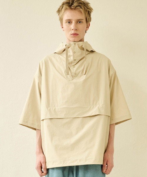 Kelen（ケレン）の「mpa3622-HARING アノラックシャツ フーディー（パーカー・メンズ・ベージュ系その他/ダークオリーブ/ブラック/カーキブラウン・38/40/42）」の6枚目の写真