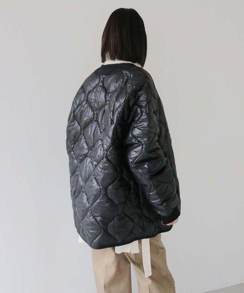 HER CLOSET（ハークローゼット）の「 【HER CLOSET】ビッグキルティングジャケット BIG QUILTING JACKET（ブルゾン・レディース・ブラック/カーキ・FREE）」の8枚目の写真