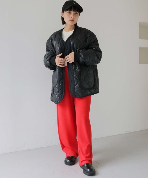 HER CLOSET（ハークローゼット）の「 【HER CLOSET】ビッグキルティングジャケット BIG QUILTING JACKET（ブルゾン・レディース・ブラック/カーキ・FREE）」の13枚目の写真