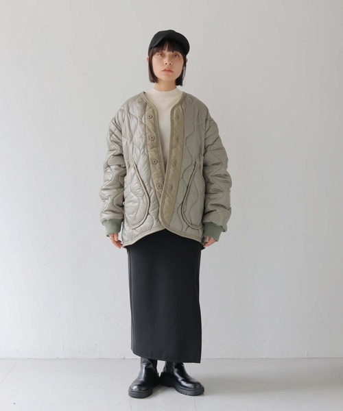 HER CLOSET（ハークローゼット）の「 【HER CLOSET】ビッグキルティングジャケット BIG QUILTING JACKET（ブルゾン・レディース・ブラック/カーキ・FREE）」の21枚目の写真