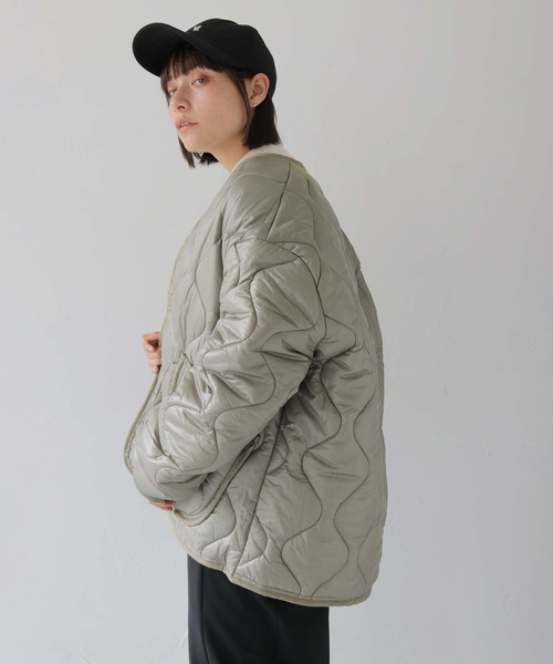 HER CLOSET（ハークローゼット）の「 【HER CLOSET】ビッグキルティングジャケット BIG QUILTING JACKET（ブルゾン・レディース・ブラック/カーキ・FREE）」の18枚目の写真