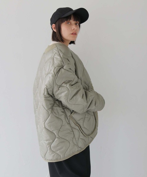 HER CLOSET（ハークローゼット）の「 【HER CLOSET】ビッグキルティングジャケット BIG QUILTING JACKET（ブルゾン・レディース・ブラック/カーキ・FREE）」の19枚目の写真