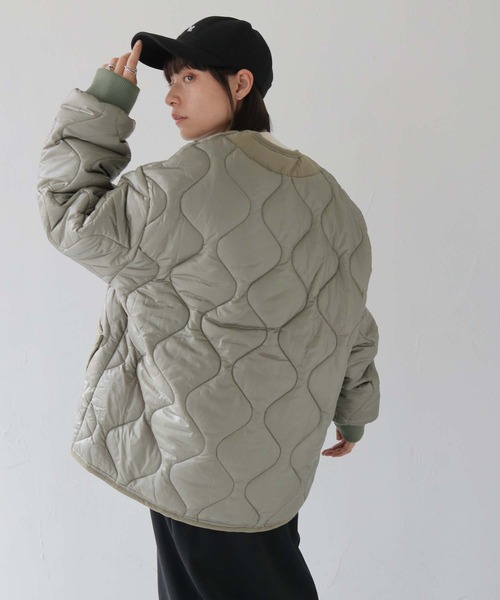 HER CLOSET（ハークローゼット）の「 【HER CLOSET】ビッグキルティングジャケット BIG QUILTING JACKET（ブルゾン・レディース・ブラック/カーキ・FREE）」の20枚目の写真