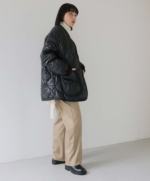 HER CLOSET（ハークローゼット）の「 【HER CLOSET】ビッグキルティングジャケット BIG QUILTING JACKET（ブルゾン・レディース・ブラック/カーキ・FREE）」の10枚目の写真