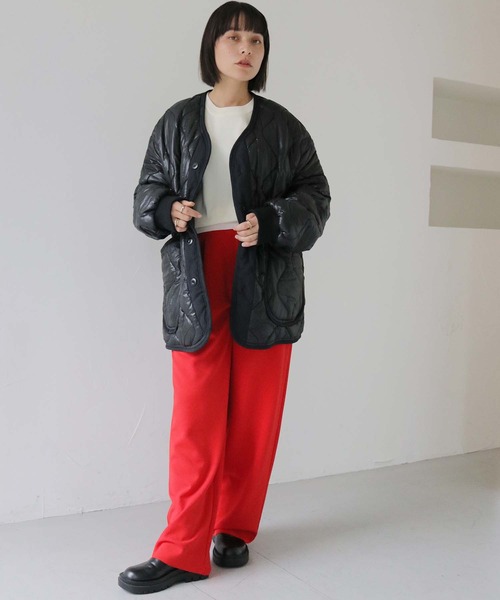 HER CLOSET（ハークローゼット）の「 【HER CLOSET】ビッグキルティングジャケット BIG QUILTING JACKET（ブルゾン・レディース・ブラック/カーキ・FREE）」の12枚目の写真