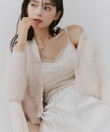 リボンフェイクファーカーディガン