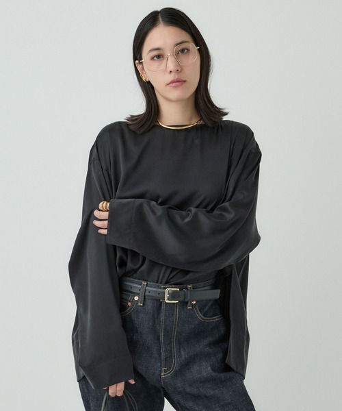 Chaos（カオス）の「Chaos(カオス)/シルクモーラロングＴシャツ（Tシャツ/カットソー・レディース・グレー/ブラック・FREE）」の12枚目の写真